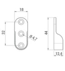 Kastroededrager Nikkel 2 Stuks Kledingroede 40x19x2 mm