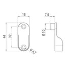 Kastroededrager Nikkel 2 Stuks Kledingroede 44x18x7.5 mm